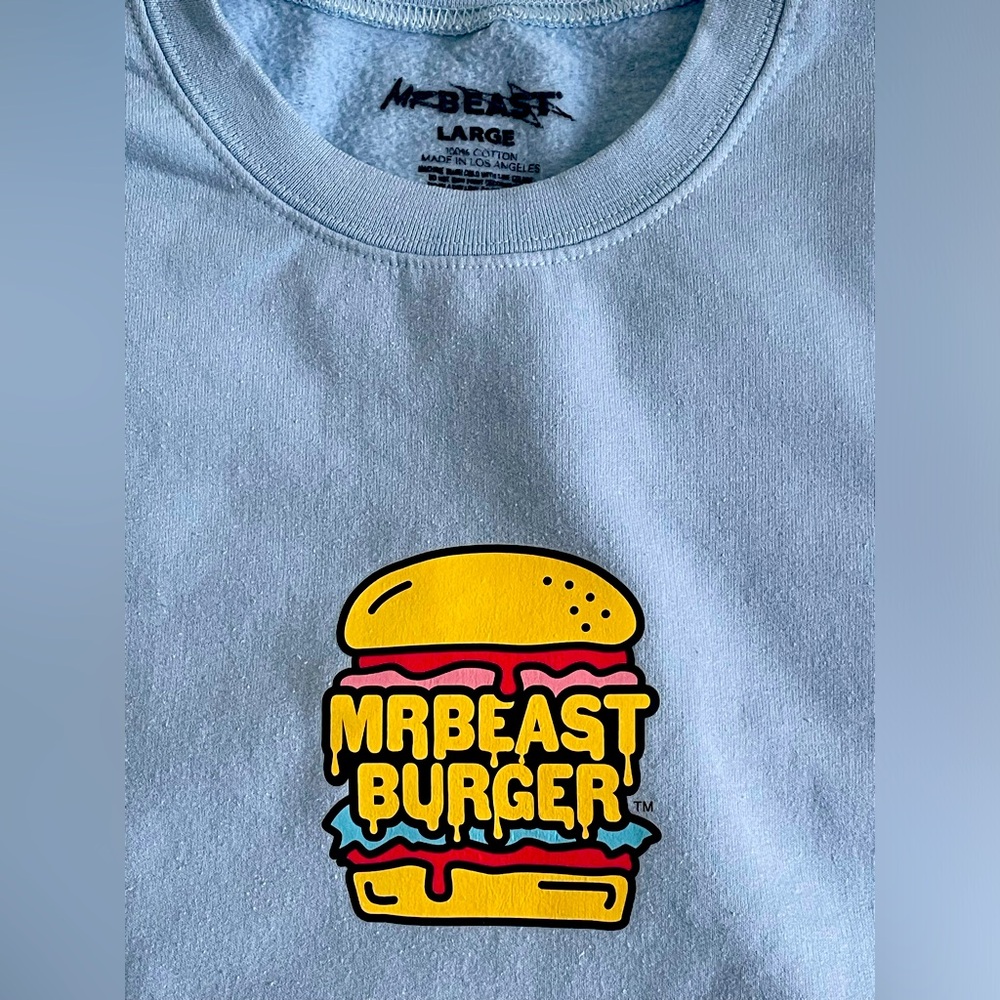 Mr. Beast Burger sweatshirt L Blue